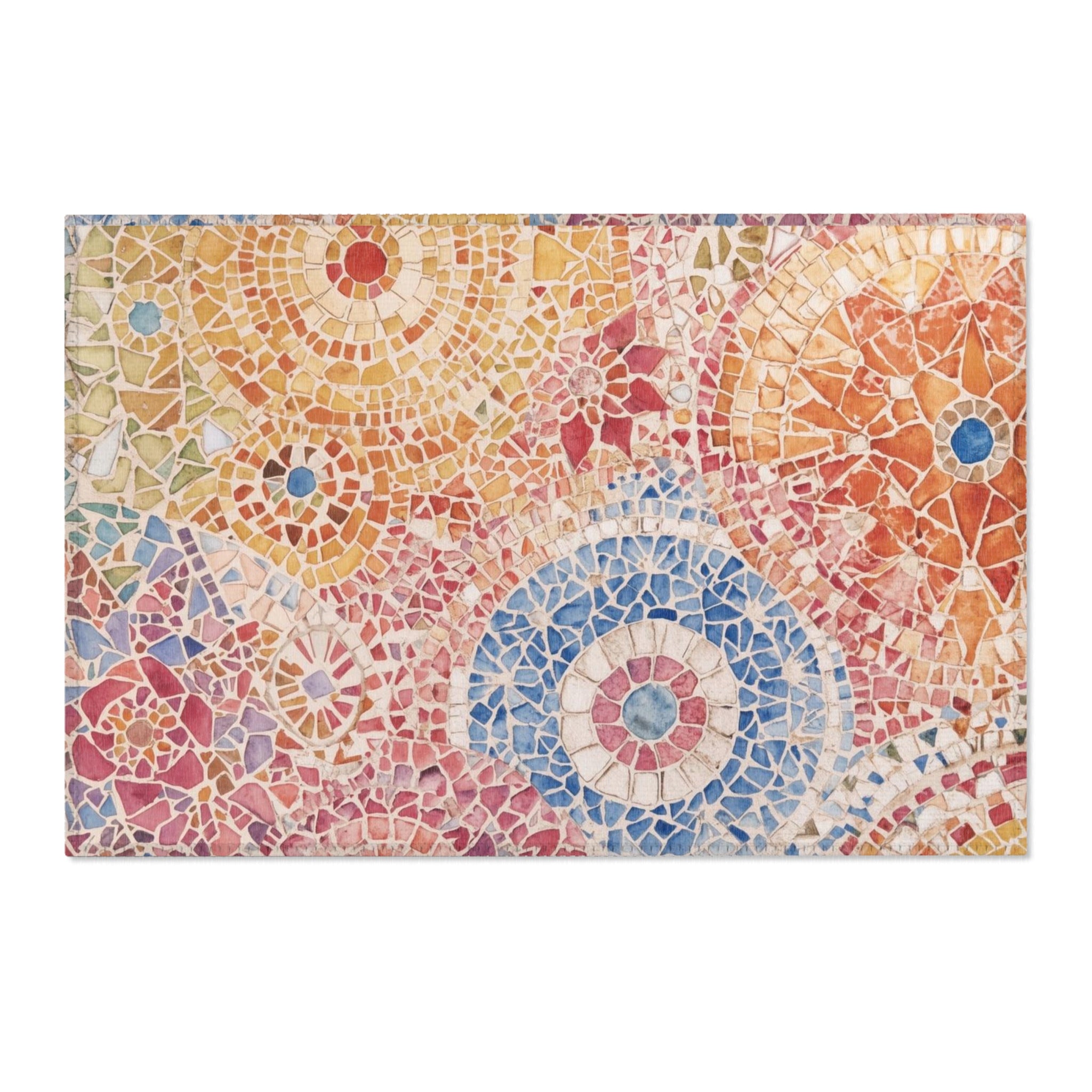 Vibrant Mosaic Area Rug Bohemian Home Decor Living Room - Rosetta Creative Boutique